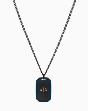 ARMANI EXCHANGE Stainless Steel Dog Tag Necklace - Metallic