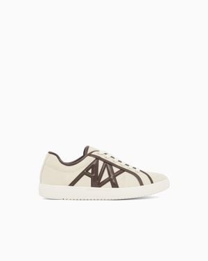 ARMANI EXCHANGE Canvas And Faux Leather Sneakers - Brown