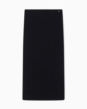 ARMANI EXCHANGE Long Ribbed Skirt With Logo - Black