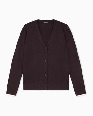 ARMANI EXCHANGE Buttoned V-Neck Cardigan - Purple
