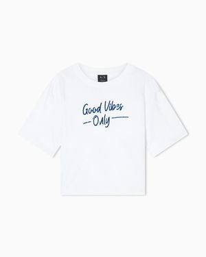 ARMANI EXCHANGE Cropped Cotton Jersey T-Shirt - White