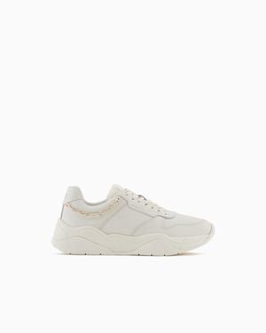 ARMANI EXCHANGE Technical Mesh Sneaker With Thick Sole And Chain - White