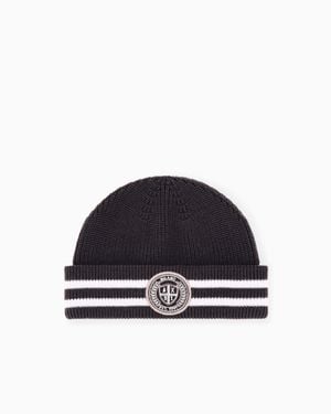 ARMANI EXCHANGE Beanie Hat Virgin Wool And Cotton Blend - Blue