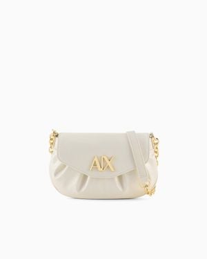ARMANI EXCHANGE Pleated Clutch Bag With Logo - White