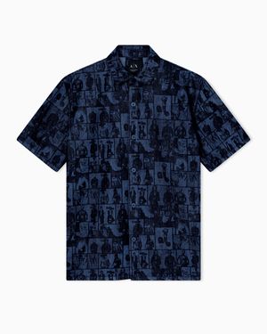 ARMANI EXCHANGE 9 Oz Delicate Wash Denim Shirt - Blue