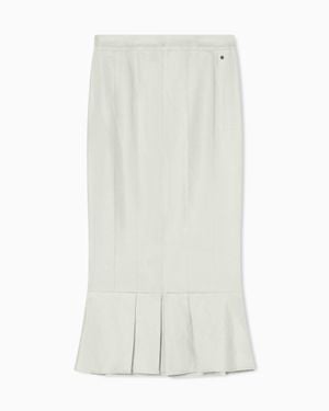 ARMANI EXCHANGE Linen Twill Midi Skirt - Natural