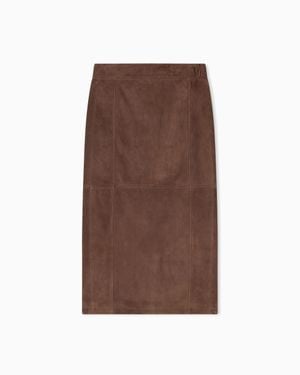 ARMANI EXCHANGE Genuine Leather Suede Jacket - Brown