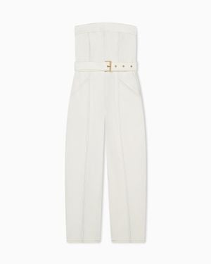 ARMANI EXCHANGE Rigid Denim Overalls - White