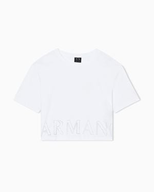 ARMANI EXCHANGE Cropped Basic T-Shirt - White