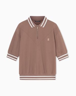 ARMANI EXCHANGE Stretch Viscose Piquet Polo - Brown