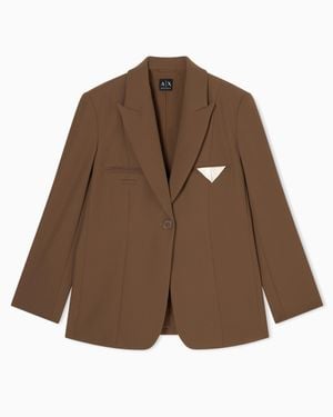 ARMANI EXCHANGE Single-Breasted Oversized Jacket With Pocket Square - Brown