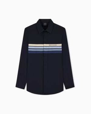 ARMANI EXCHANGE Basic Cotton Poplin Casual Shirt - Blue