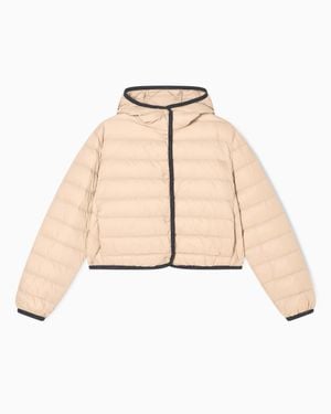ARMANI EXCHANGE Short Down Jacket With Quilted Hood - Natural
