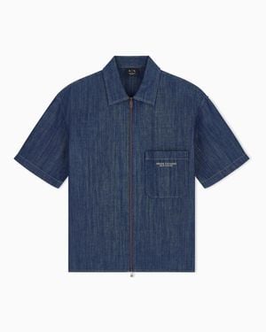 ARMANI EXCHANGE Oversized Shirt Denim Washed Cotton - Blue