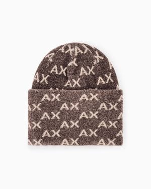 ARMANI EXCHANGE Beanie Hat Viscose Blend - Brown