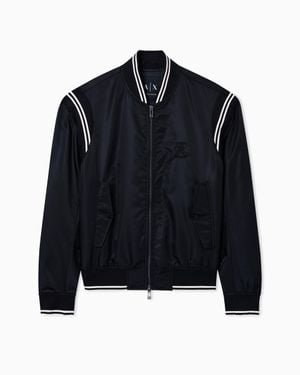 ARMANI EXCHANGE Satin Bomber Blouson - Blue