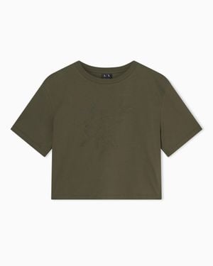 ARMANI EXCHANGE Cropped Heavy Jersey T-Shirt - Green