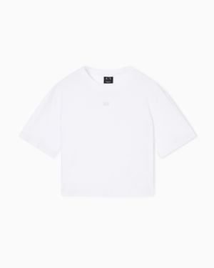 ARMANI EXCHANGE Cropped Cotton Jersey T-Shirt - White