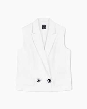 ARMANI EXCHANGE Double-Breasted Linen Twill Waistcoat - White