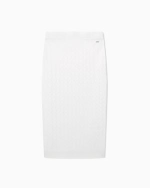 ARMANI EXCHANGE Jacquard Knit Midi Skirt From Monogram - White