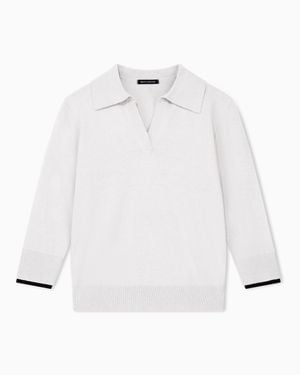 ARMANI EXCHANGE Regular Fit Knit Top Viscose Wool And Cashmere - White