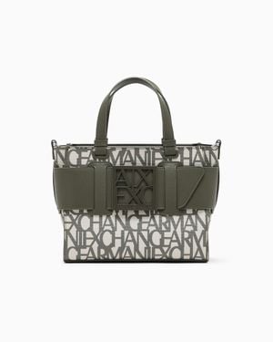 ARMANI EXCHANGE Shopping Bag With Monogram - Green