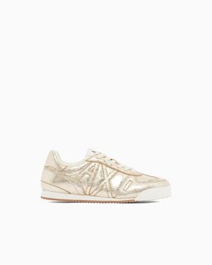 ARMANI EXCHANGE Sneakers With Crackle Finish - White