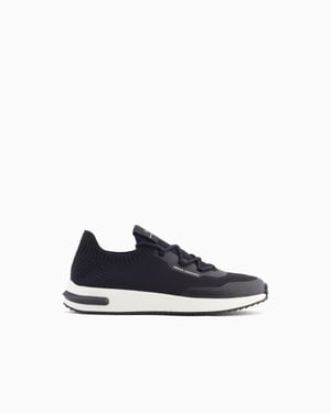 ARMANI EXCHANGE Sock Sneakers With Logo - Blue
