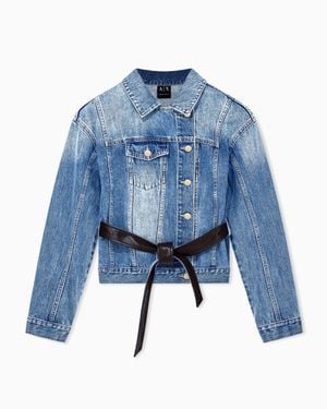 ARMANI EXCHANGE Blouson Jacket Rigid Cotton Denim - Blue