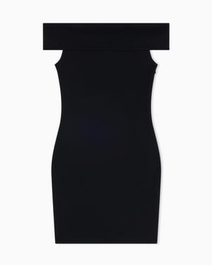 ARMANI EXCHANGE Ottoman Mini Dress With Boat Neckline - Black