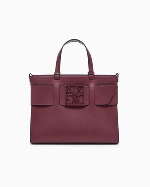 ARMANI EXCHANGE Large Tote Bag With Double Handles And Shoulder Strap - Purple