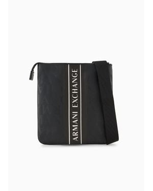 ARMANI EXCHANGE All Over Logo Crossbody Bag - Black