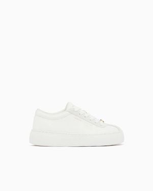 ARMANI EXCHANGE Low Cut Sneakers With Suede And Tumbled Finish - White