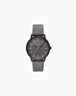 ARMANI EXCHANGE Three-Hand Leather Watch - Gray