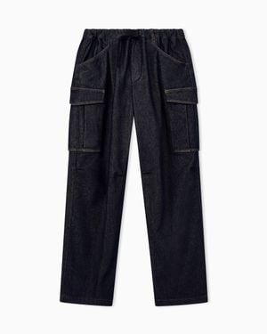 ARMANI EXCHANGE Regular Fit Pants Washed Stretch Cotton Denim - Blue