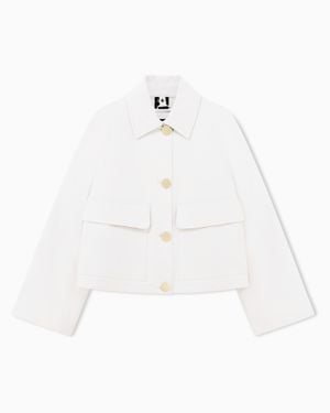 ARMANI EXCHANGE Blouson Jacket Organic Stretch Cotton Twill - White