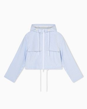 ARMANI EXCHANGE Oversize Vertical Striped Blouson - Blue