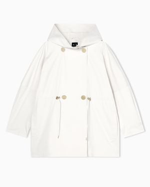 ARMANI EXCHANGE Satin Nylon And Cotton Parka With Hood - White