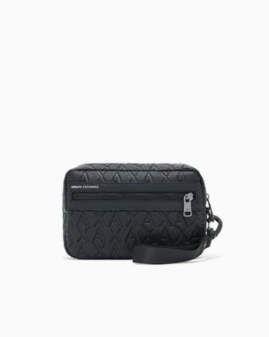 ARMANI EXCHANGE Crossbody Bag With An Embossed Pattern And Adjustable Strap - Blue