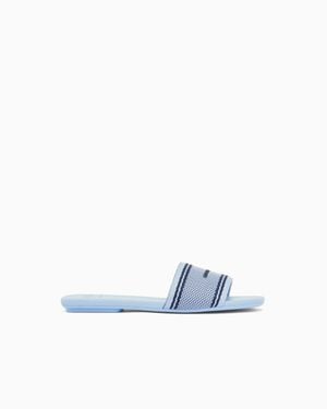 ARMANI EXCHANGE Flat Jacquard Fabric Sandals - Blue