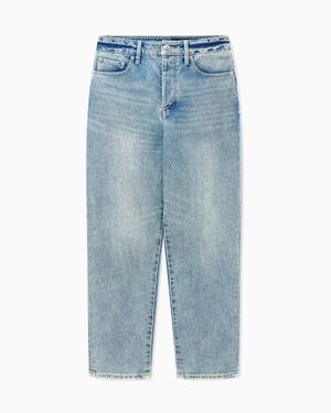 ARMANI EXCHANGE High-Waisted Rigid Denim Jeans With A Carrot Fit Icon - Blue