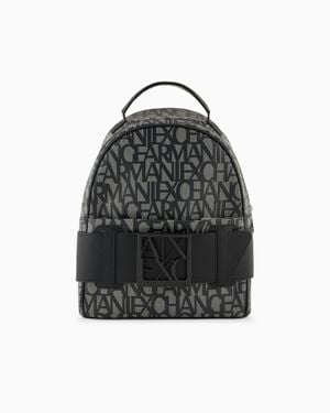 ARMANI EXCHANGE Backpack With Contrasting Allover Logo - Black