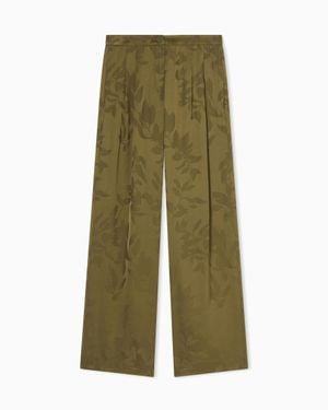 ARMANI EXCHANGE Jacquard Viscose Palazzo Pants With Geometric Pattern - Green