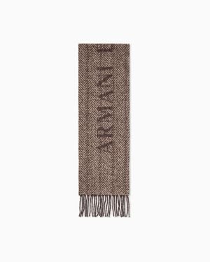 ARMANI EXCHANGE Stole Herringbone Pattern - Natural