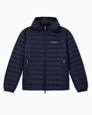 ARMANI EXCHANGE Hooded Down Jacket - Blue