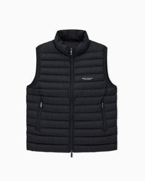 ARMANI EXCHANGE Quilted Full-Zip Down Vest With A High Collar Essential - Blue