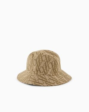 ARMANI EXCHANGE Bucket Hat With All-Over Logo - Natural