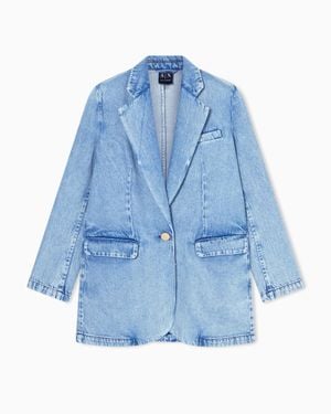 ARMANI EXCHANGE Oversized Rigid Cotton-Lyocell Denim Jacket - Blue