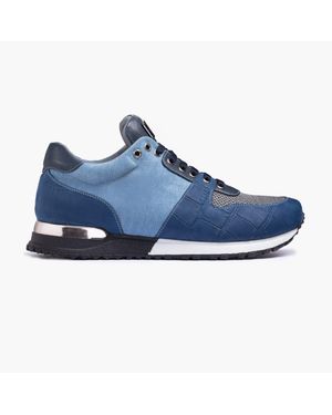 Armos Denim Croc-Embossed Matte Sneaker - Blue