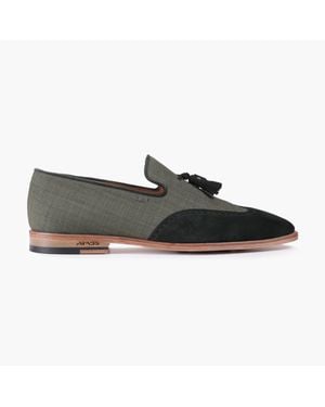 Armos Linen Fiber Tassel Loafers - Black